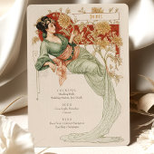 Elégant Art Nouveau Mariage Boissons Carte Menu