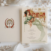Elégant Art Nouveau Mariage Boissons Carte Menu
