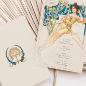 Elégant Art Nouveau Mariage Boissons Carte Menu