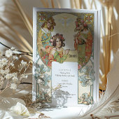 Elégant Art Nouveau Mariage Boissons Carte Menu