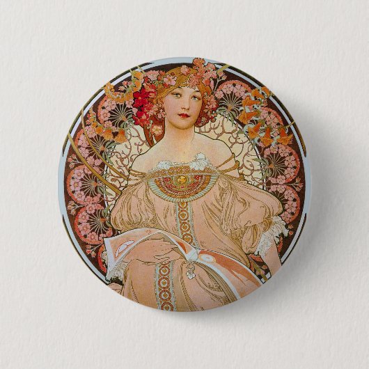 Elegant Art Nouveau Ronde Button 5,7 Cm (Voorkant)