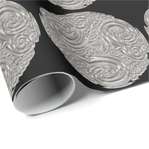 Elegant art nouveau Silver Black medallion Cadeaupapier