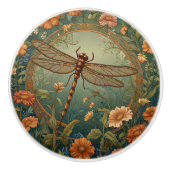 Elegant Art Nouveau Spring green Dragonfly Keramische Knop (Voorkant)