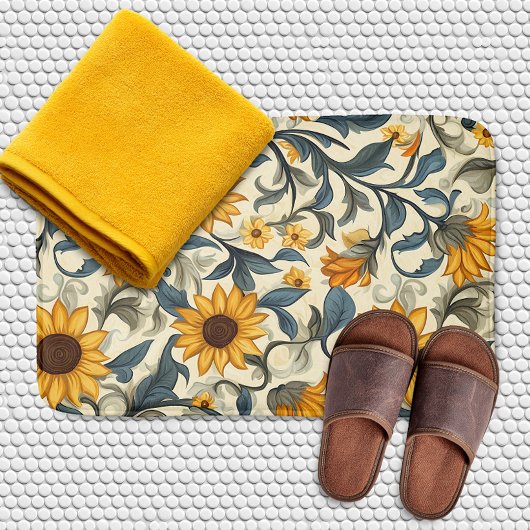 Elegant Art Nouveau Sunflower Pattern Badmat