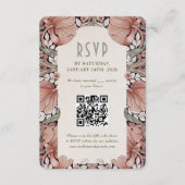 Elegant Art Nouveau Wedding RSVP Card with QR Code Kaart (Voorkant)