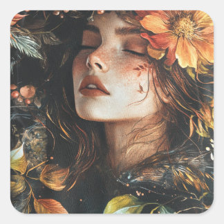 Elegant Artistic Flower Sticker Design