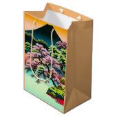 Elegant Asian Landscape Cherry Blossom Medium Cadeauzakje (Voorkant Gekanteld)