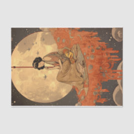 Elegant Asian Moon Sitter Decoupage Crafting Tissuepapier