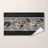 Elégant Asiatique Noir Blanc Bande Or Set Bambou (Serviette à main)