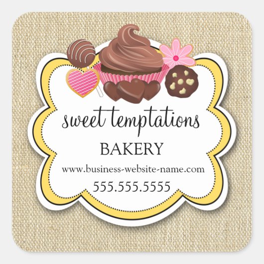 Elegant Assorted Desserts Bakery Packaging Vierkante Sticker (Voorkant)