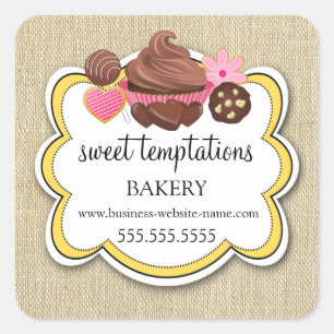 Elegant Assorted Desserts Bakery Packaging Vierkante Sticker