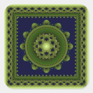 Élégant autocollant carré de mandala fractal br