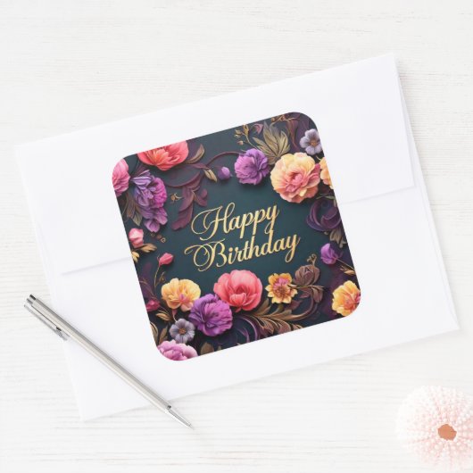 Élégant autocollant d'anniversaire (Enveloppe)