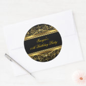 Élégant Autocollant d'anniversaire noir et or (Enveloppe)