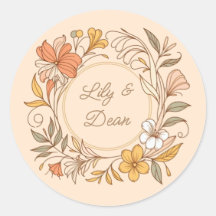 Élégant Autocollant floral Art Nouveau