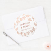 Élégant Autocollant Mariage rond en cuivre de l'au (Enveloppe)