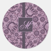 Élégant autocollant violet avec Monogramme (Devant)
