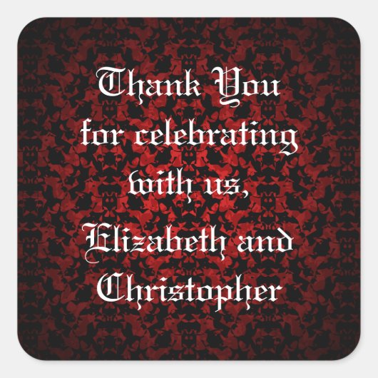 Élégant autocollants de carré mariage gothique (Devant)
