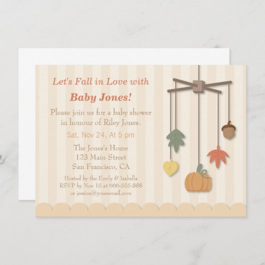 Elégant automne automne bébé douche Invitations (Devant / Derrière)
