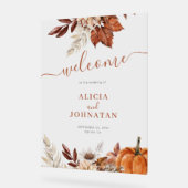 Élégant automne automne laisse signe mariage bienv (Angle)