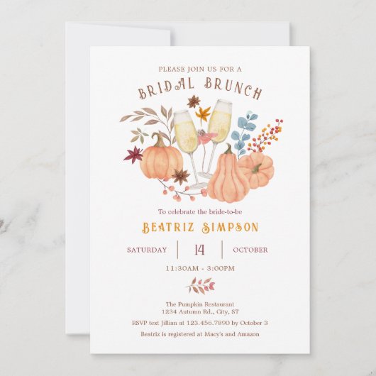 Élégant automne automne nuptiale invitation douche (Devant)