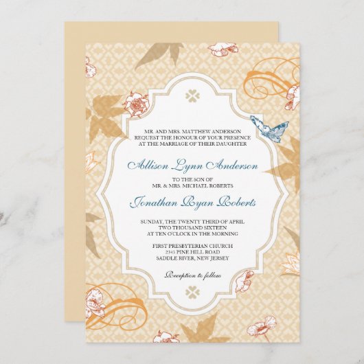 Élégant automne Bohème Automne Faire-part de maria (Devant / Derrière)