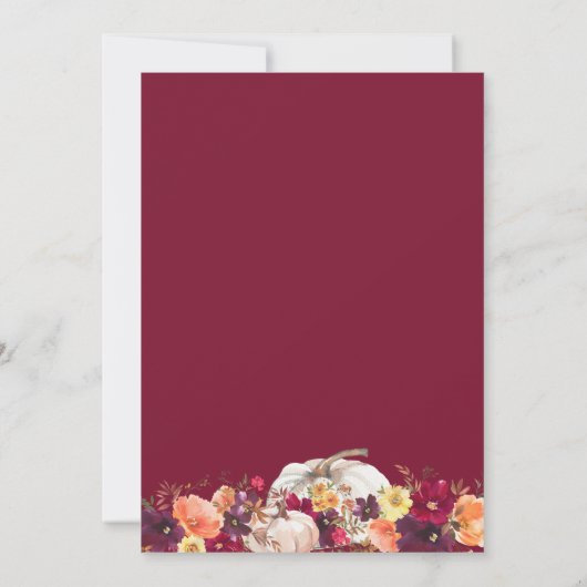 Elégant automne Citrouille Faire-part de mariage (Dos)