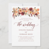 Élégant automne Faire-part de mariage bohème fleur (Devant)