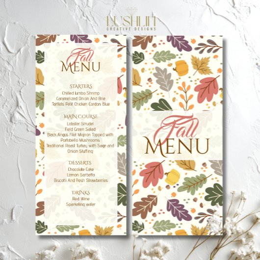 Élégant automne Feuilles d'automne menu plat