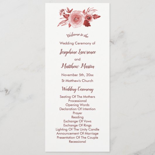 Élégant automne Floral Bourgogne programmes de mar (Devant)