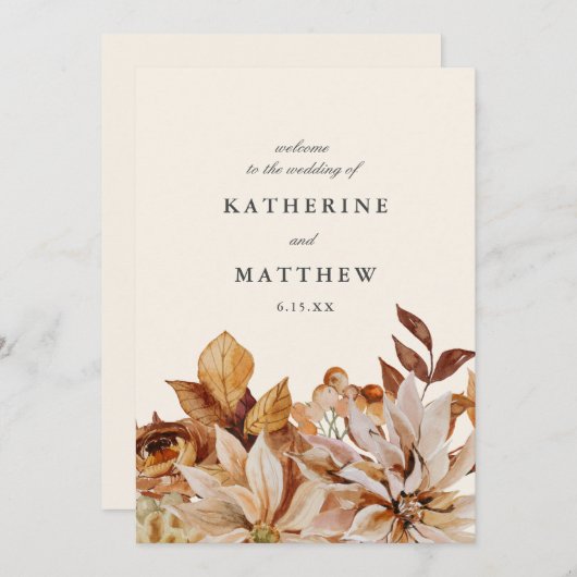 Élégant Automne Floral Earth Tones Programme de ma (Devant / Derrière)