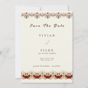 Élégant Automne Floral Line Enregistrer La Carte D