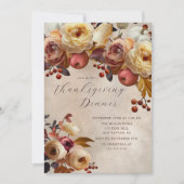 Élégant automne Floral Thanksgiving Invitation (Devant)