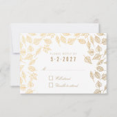 Elégant automne laisse Gold Mariage carte RSVP (Devant)