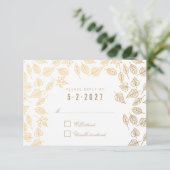 Elégant automne laisse Gold Mariage carte RSVP (Debout devant)