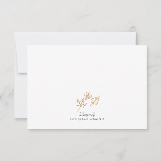 Elégant automne laisse Gold Mariage carte RSVP (Dos)