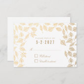 Elégant automne laisse Gold Mariage carte RSVP (Devant / Derrière)