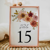 Élégant automne Mariage floral Numéro de table Sig