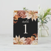 Élégant automne noir Mariage numéro de table (Debout devant)