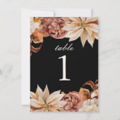 Élégant automne noir Mariage numéro de table (Dos)
