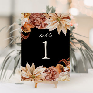 Élégant automne noir Mariage numéro de table