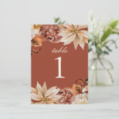 Élégant Automne Terracotta Mariage Numéro de table (Debout devant)