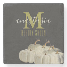 Elegant Autumn Black White Pumpkins Beauty salon