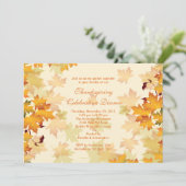 Elegant Autumn Fall Leaves Thanksgiving Invitation Kaart (Staand voorkant)
