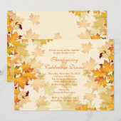 Elegant Autumn Fall Leaves Thanksgiving Invitation Kaart (Voorkant / Achterkant)