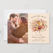 Elegant Autumn Floral Bouquet Save the Date (Voorkant)
