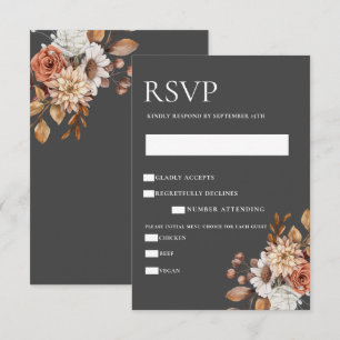 Elegant Autumn Floral RSVP Enclosure Kaart