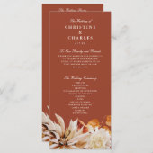Elegant Autumn Floral Waterverf Wedding Ceremony Programma (Voorkant / Achterkant)
