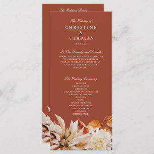 Elegant Autumn Floral Waterverf Wedding Ceremony Programma
