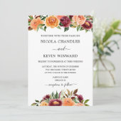 Elegant Autumn Floral Wedding Kaart (Staand voorkant)